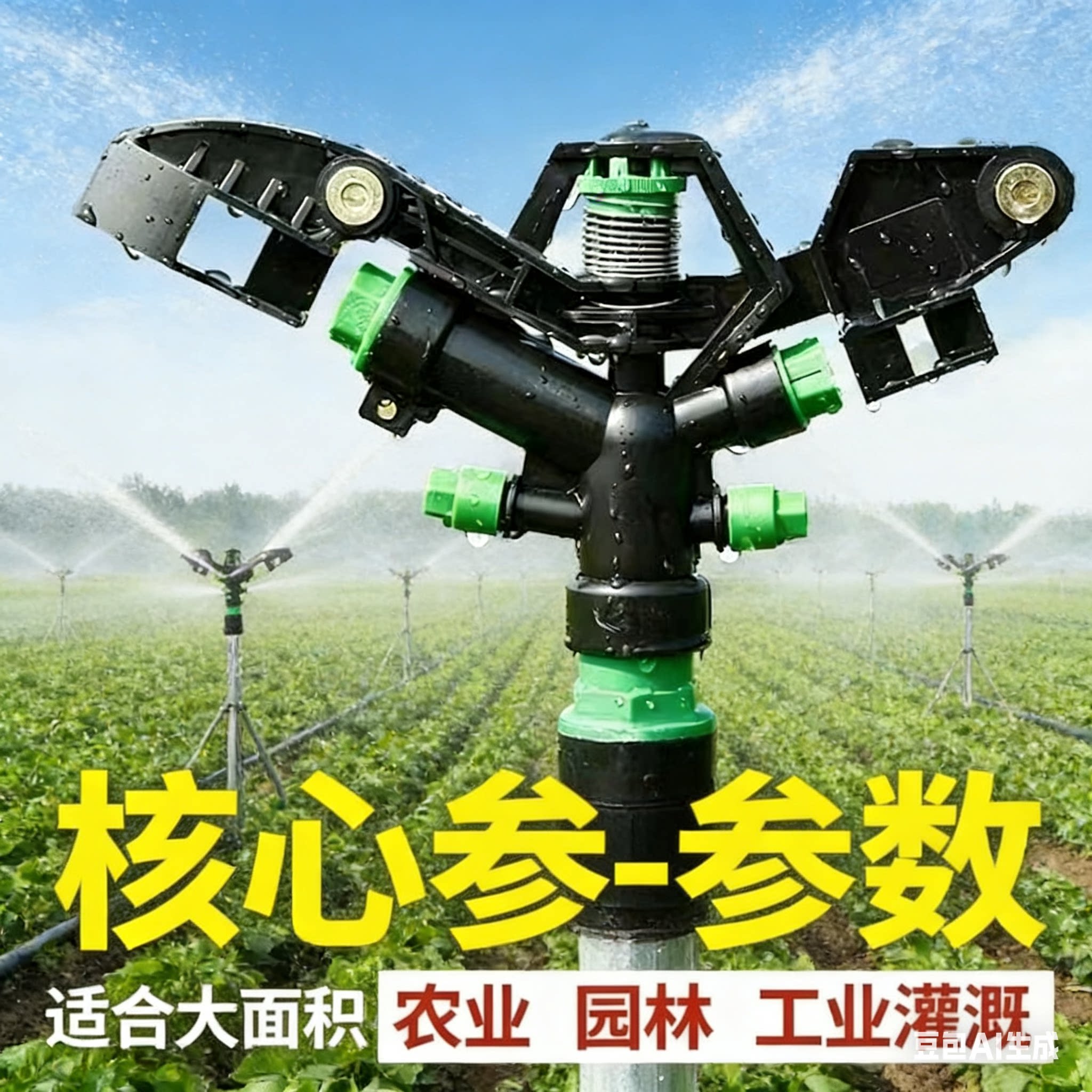 浇地喷枪360度旋转塑料摇臂喷头小麦玉米喷灌立杆一整套灌溉喷头