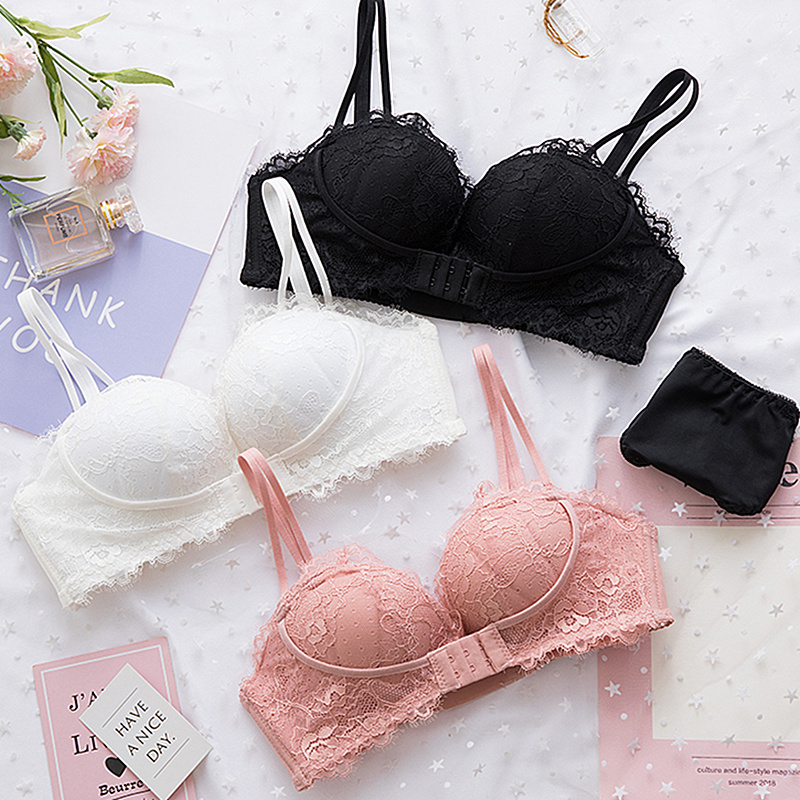 日系性感蕾丝前扣调整型文胸罩