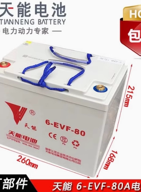 原装天能12v80a电动三轮车电池叉车巡逻车6-EVF-80观光车铅酸电瓶
