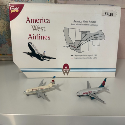GJ 双机套装 美国西部航空 波音 737-200 America West 1:400 客