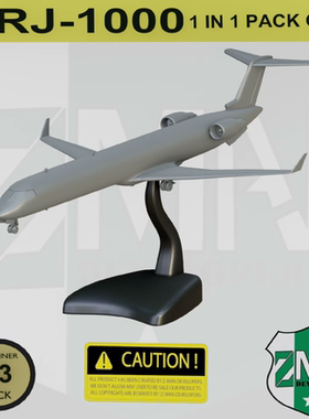 加拿大庞巴迪CRJ-1000 支线客机白膜1/200机体采用光固化树脂打