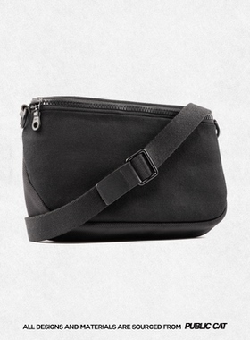 PUBLICCAT公务猫小众设计师黑色帆布男士休闲单肩斜挎手机小背包