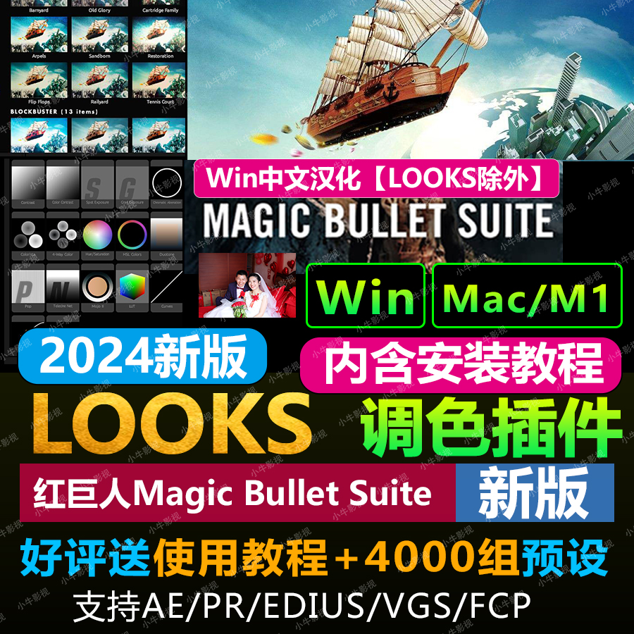 2024 LOOKS  MOJO调色插件Magic Bullet Suite支AE/PR/EDIUS/FCPX 商务/设计服务 设计素材/源文件 原图主图