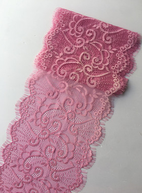 粉红色无弹眼睫毛蕾丝花边 内衣领袖口裙边加长服装辅料 宽16厘米