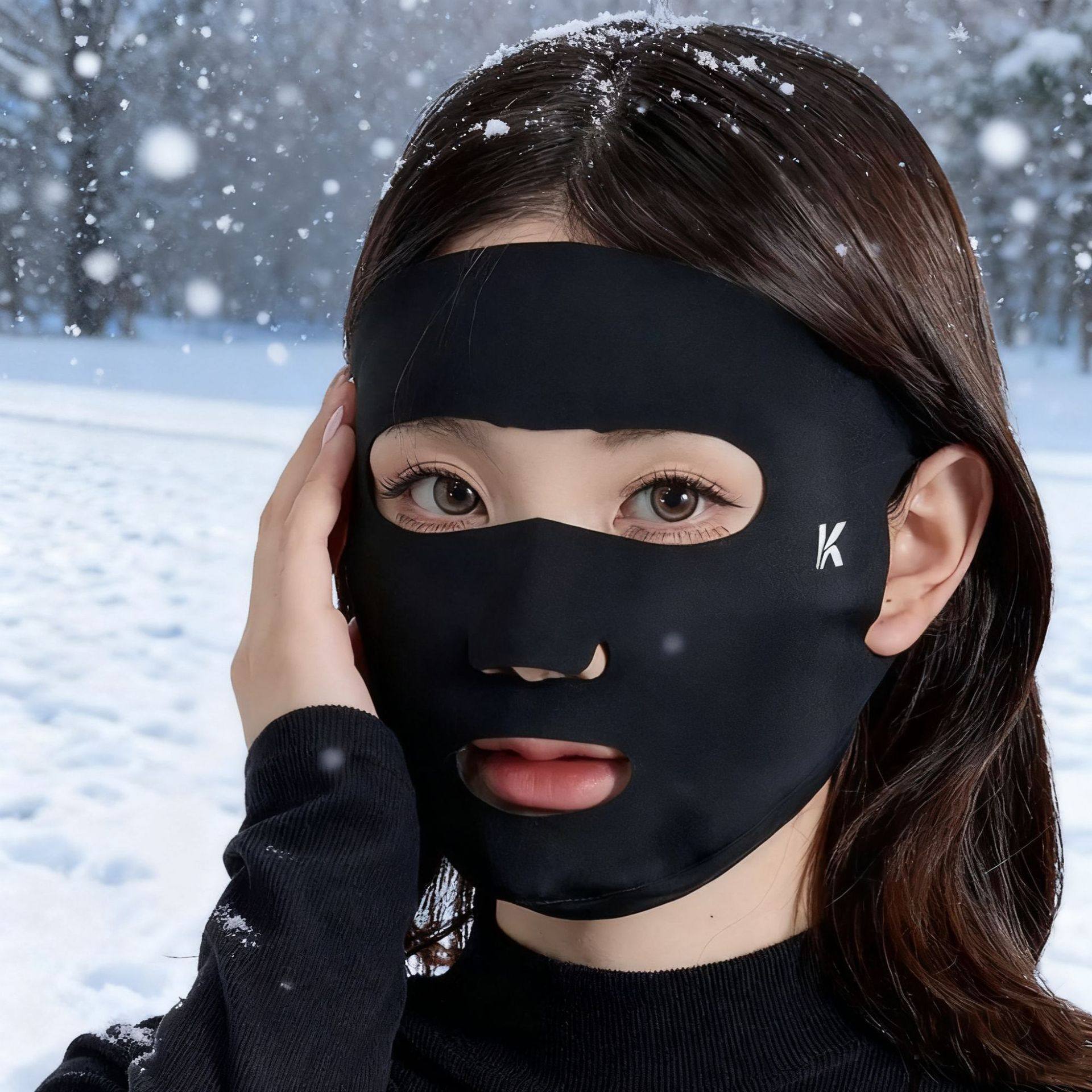 秋冬全脸露口鼻保暖口罩加厚户外骑行跑步专用立体透气脸基尼面罩
