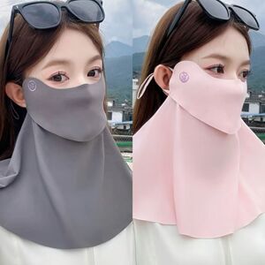 防晒护颈面罩冰丝女防紫外线透气口罩夏遮阳开口一体全脸骑车脸罩