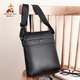 官方旗舰店稻草人斜挎包男真皮背包ck1男士 包包单肩包牛皮公文包