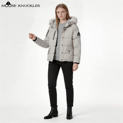 Moose Knuckles小剪刀 毛领连帽羽绒服 3Q女款棉服保暖外套 M32