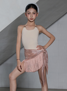 Dancebaby拉丁舞服高级感新款2026新款国标舞女儿童吊带上衣D120