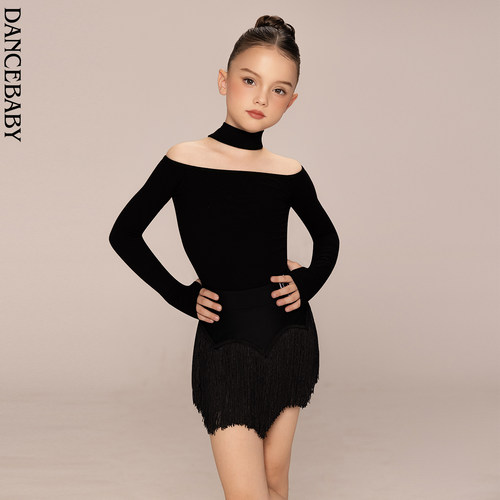 Dancebaby拉丁舞服女童春季新款练习舞蹈上衣高级跳舞衣服DAS672
