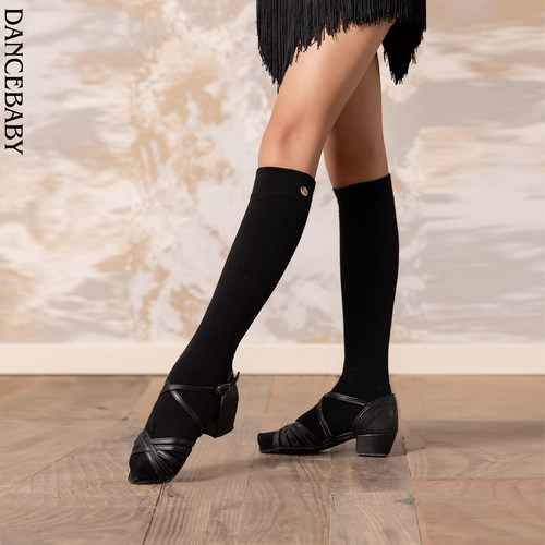 Dancebaby拉丁舞袜子专用小腿袜春季针织防滑吸汗袜子运动袜D48