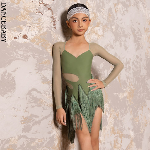 Dancebaby拉丁舞比赛花服高级专业流苏连衣裙2026新款表演服D75