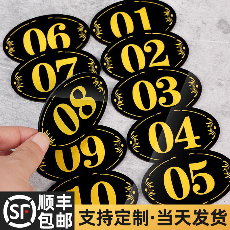 柜编号号码贴饭店包厢桌子更衣室序号贴家用门牌墙贴设备标识牌子定做