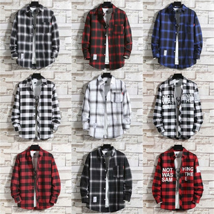 Men's flannel blouse shirt Casual Long Sleeve Shirts男士衬衫