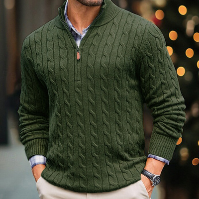 men's slim half high collar long sleeve knitted sweaters