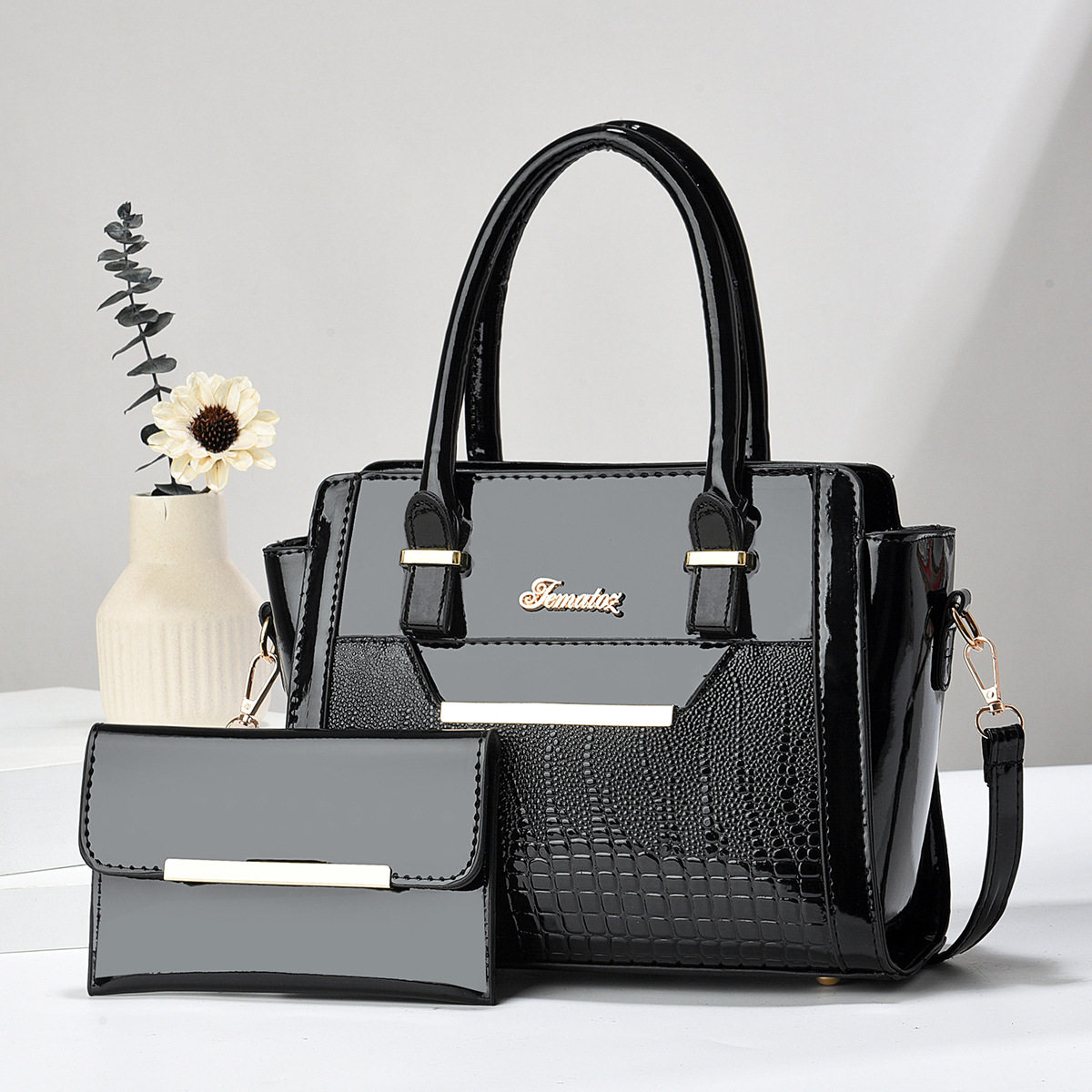 2 pcs Women Handbag Ladies Messenger Bags Purse女子母包2件套