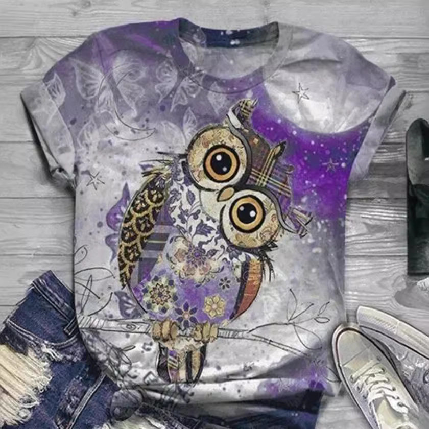 卡通3D动物数码印花短袖T恤女Women Animal 3D Short Sleeve Tops