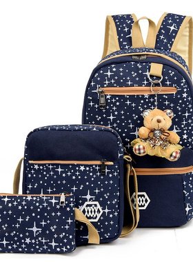 girls schoolbag kids school bags backpack students 书包3件套