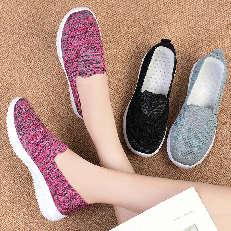 Autumn Women Breathable Shoes Flat Sneakers 大码女鞋中老年