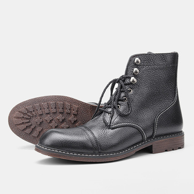 Men's Winter Warm Shoes Natural Leather Boots 男加绒马丁靴子