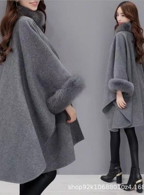 Winter Women Capes Faux Fur Scarf Fur Collar Coat女外套上衣