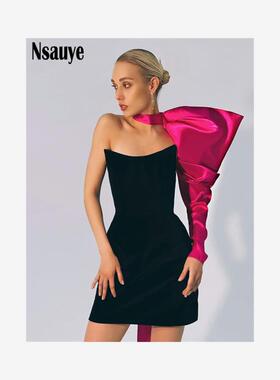 Evening Party Bodycon Mini Dress Backles单肩抹胸小礼服连衣裙