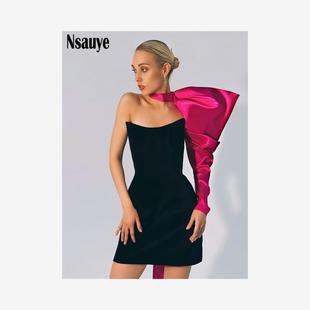 Mini Evening Party Bodycon Backles单肩抹胸小礼服连衣裙 Dress
