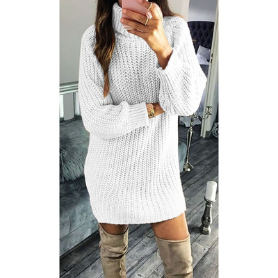 Women's pullover Fashion Solid Color Knitted Dresses Hoodie