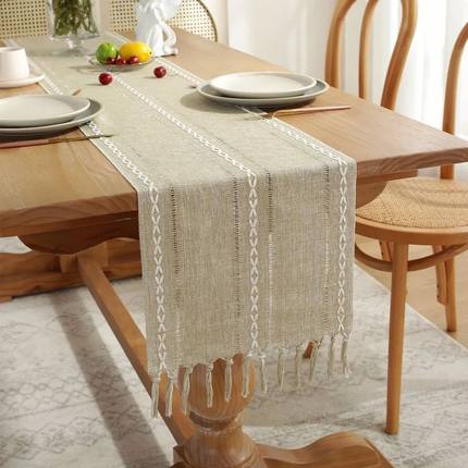 Linen Table Runner Farmhouse Rustic Table Runners with Tasse