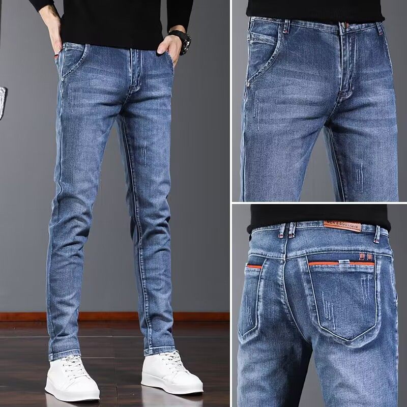 Men Male Casual Skinny Jeans Pants Slim Fit Jeans Trousers