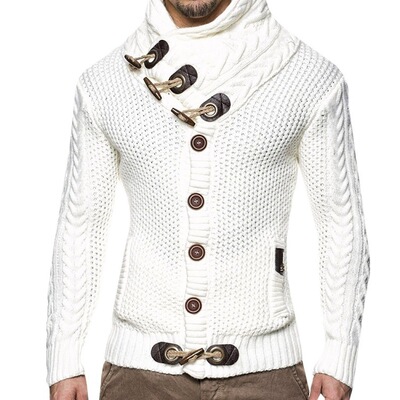 Men's sweater knitted jackets high neck button up large size