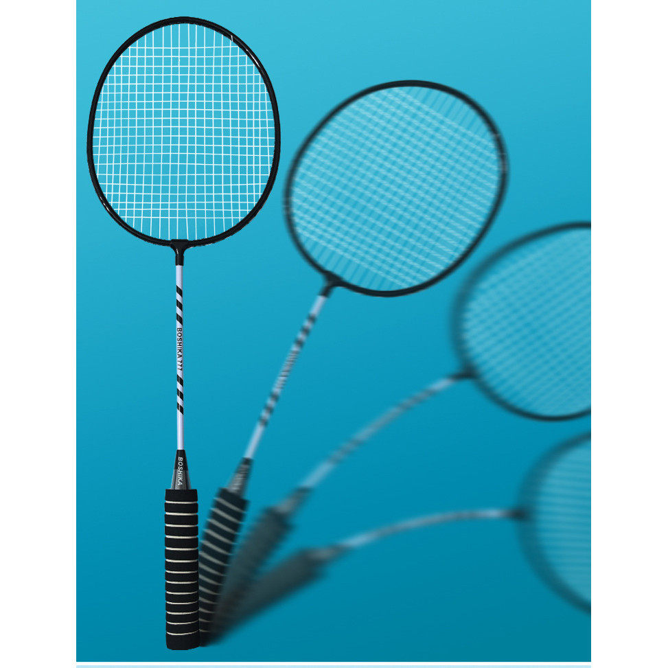 海绵手柄合金成人学生球拍Badminton double racket set package