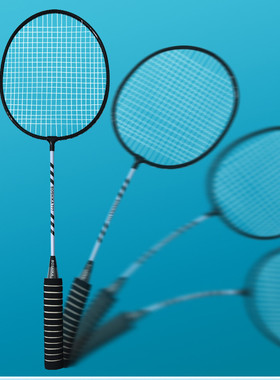 海绵手柄合金成人学生球拍Badminton double racket set package