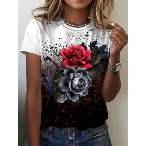 3D Crew Neck Print Crew Neck Short Sleeve T-Shirt圆领短袖T恤