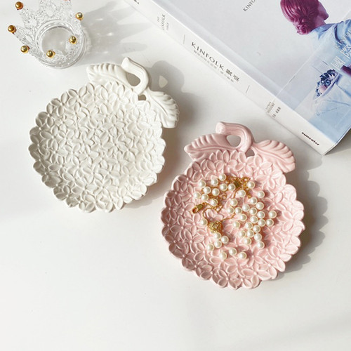 绣球季 出口立体浮雕绣球花陶瓷首饰收纳托盘 甜品盘家用餐碟骨碟