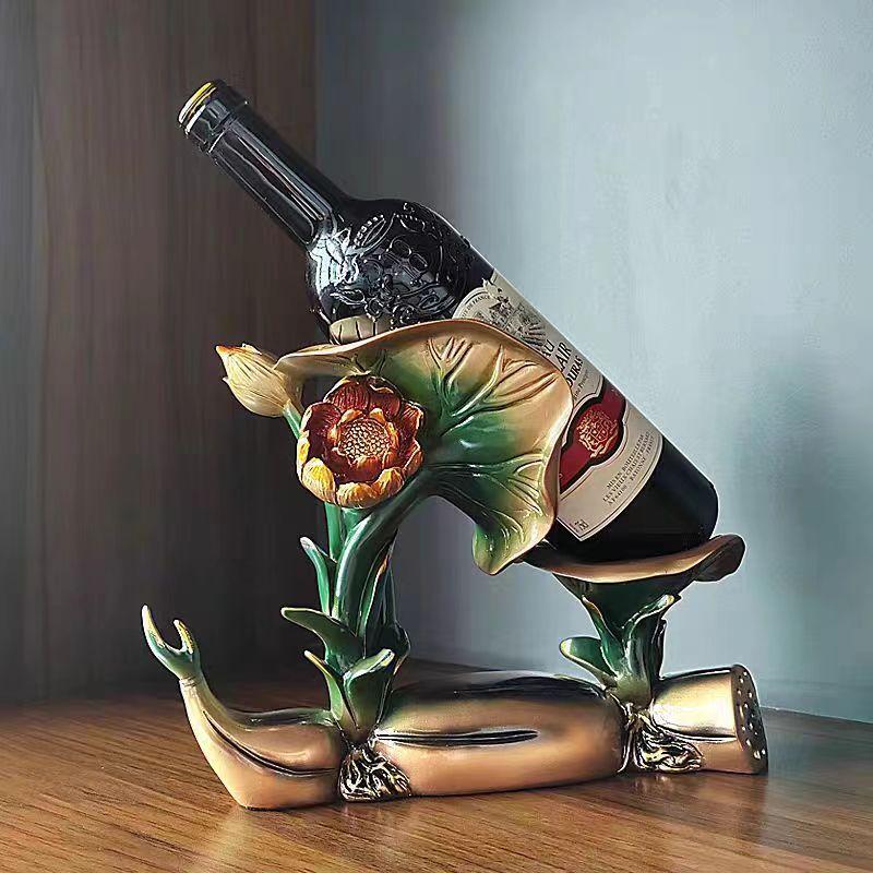 荷花轻奢高档红酒架摆件
