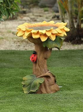 跨境家居庭院装饰仿真树创意太阳花工艺品摆件花园小鸟歇息平台