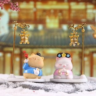 新款喵喵万岁小灯摆件 卡通可爱树脂装饰工艺品节日礼物礼品摆件