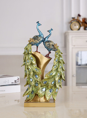 孔雀摆件家居客厅电视柜酒柜装饰乔迁新居创意结婚礼物礼品摆件