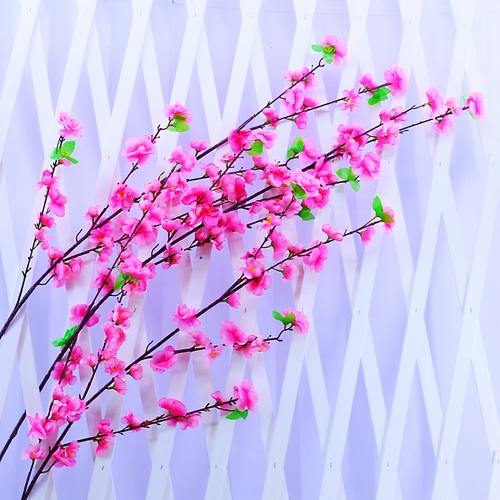 室内仿真桃花枝假桃花树枝花朵粉色客厅绢花布花摆放店铺造景装饰