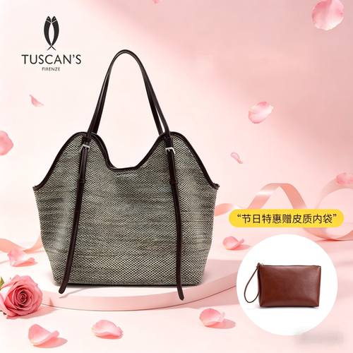 TUSCAN'S通勤单肩包休闲手提包大容量托特包双鱼女包