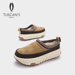 TUSCAN'S冬季新款保暖雪地靴时尚增高女鞋休闲气质松糕鞋时代双鱼