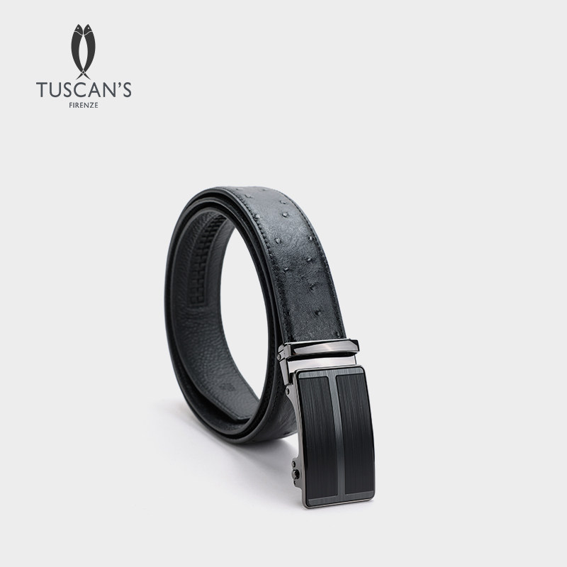 TUSCANS男士商务风鸵鸟纹真皮腰带皮带时代集团