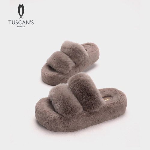 TUSCANS秋冬可外穿兔毛女毛毛拖