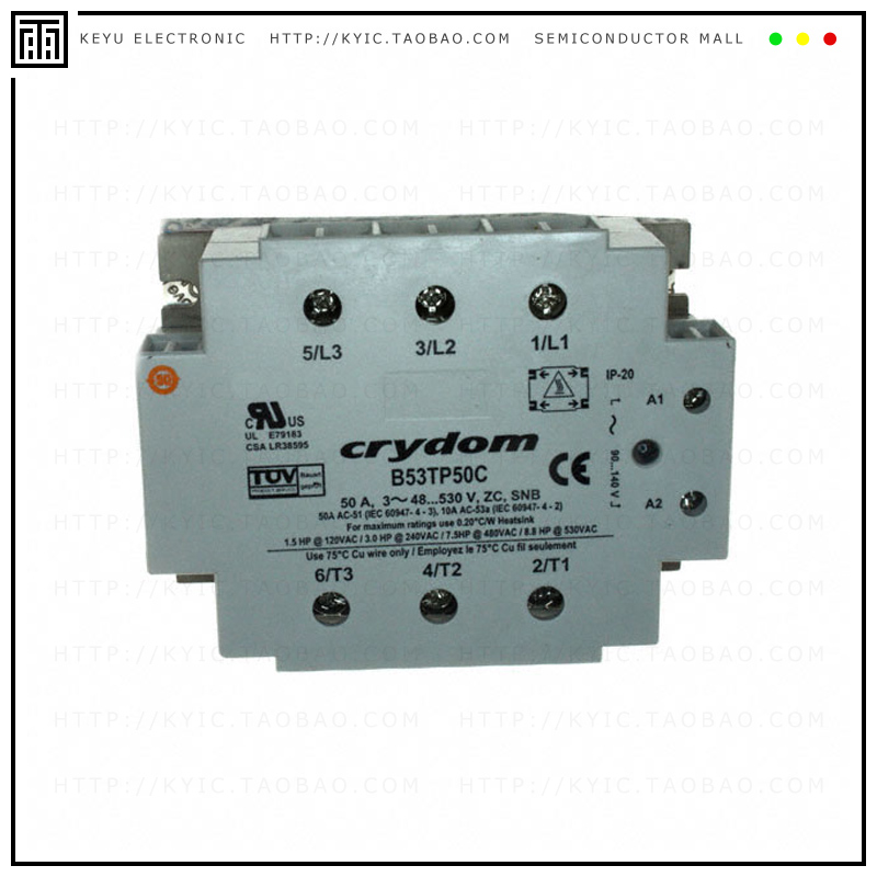 B53TP50C-10【SSR RELAY 3PST-NO 50A 48-530V】