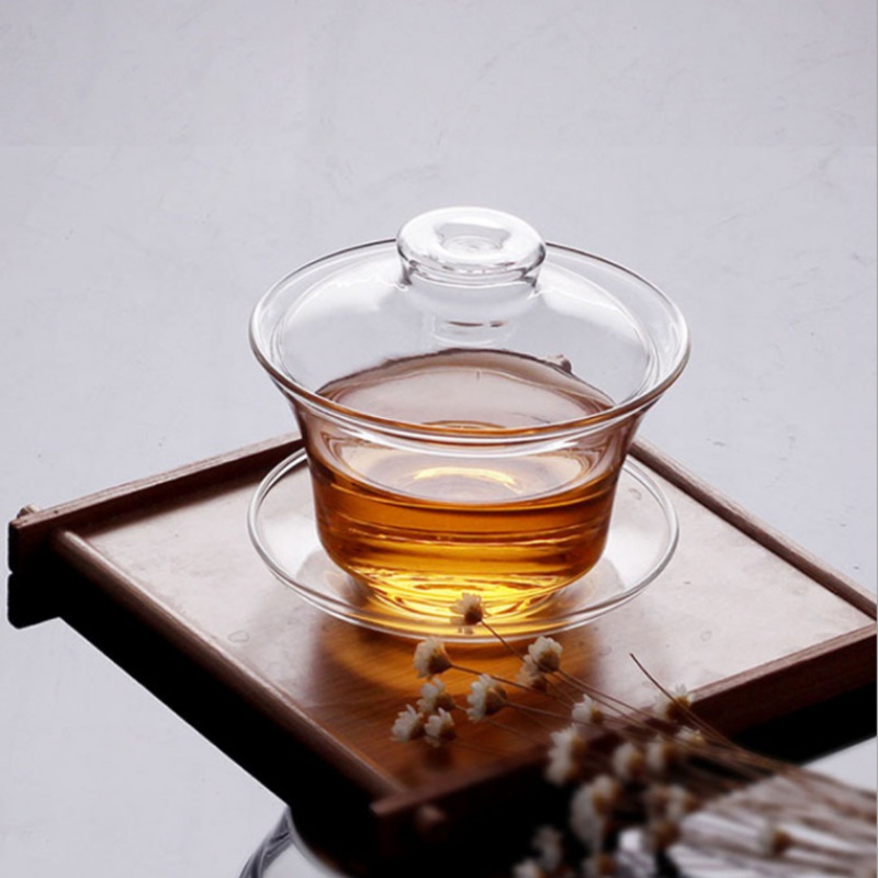 高硼硅玻璃三才盖碗耐热功夫茶具