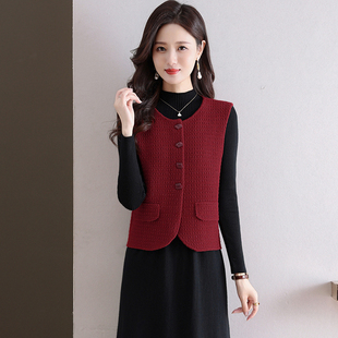针织马甲女秋冬外穿上衣2025新款配裙子叠穿坎肩短款毛衣马夹背心