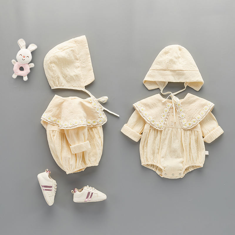 包屁衣婴儿春秋装女宝宝套装秋季薄款公主洋气纯棉满月新生哈衣服