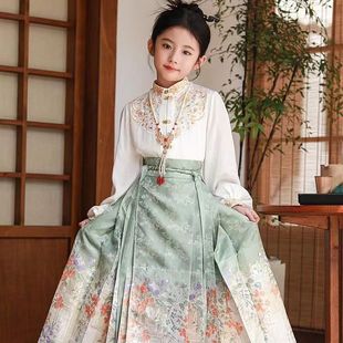 儿童古装 套装 大童 中国风汉服2025新款 马面裙女童古风明制春秋新款