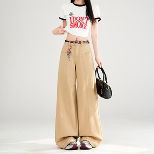 新品卡其风格|时尚模范生|卡其色休闲牛仔裤女 常规&加